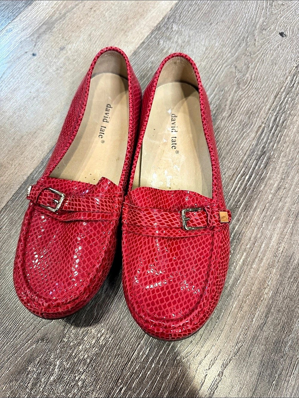 David Tate Red Leather Loafers US 9